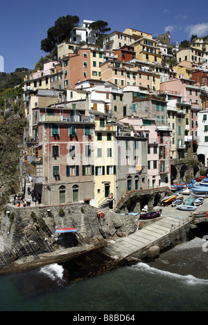 Riomaggiore Cinque Terre, Ligurien, Italien Stockfoto