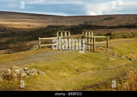 Holzbrücke auf der stillgelegten Bahnstrecke in der Nähe von Princetown, Dartmoor Stockfoto