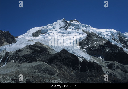 Gletscher auf Mt Huayna Potosi, Cordillera Real, Bolivien Stockfoto