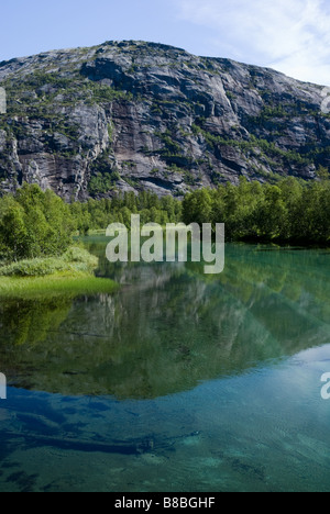 Storskogelva Fluss auf dem Weg von Lakshola nach Rago Nationalpark, Sørfold, Nordland, Norwegen Stockfoto