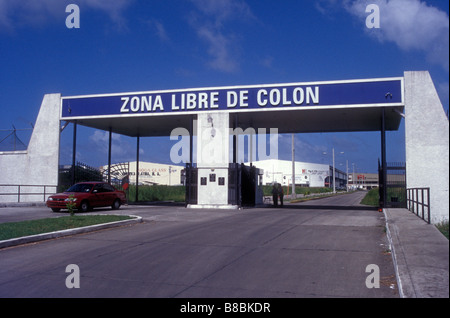 Eingang zum Duty Free Zone oder Zona Libre in der Stadt Colon, Panama Stockfoto