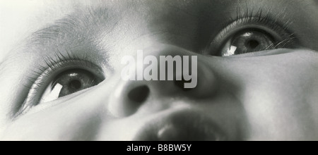 FL4839, Nick Kelsh; Nahaufnahme, Babys Augen Nase, BW Stockfoto
