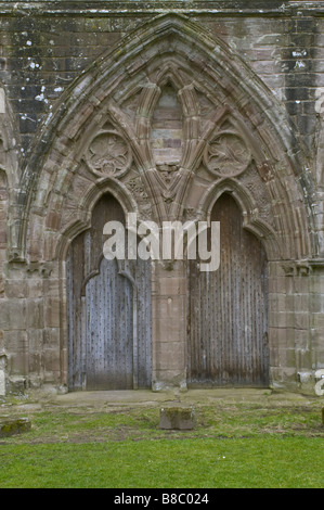 Ost-Tor von Tintern Abbey in Wye Valley Monmouthshire Wales Stockfoto