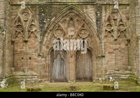 Ost-Tor von Tintern Abbey in Wye Valley Monmouthshire Wales Stockfoto