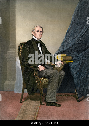 US-Präsident John Tyler. Handcolorierte Stahlstich Stockfoto