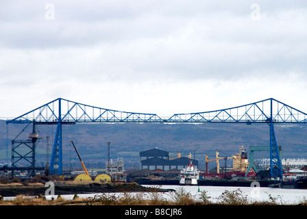 Schwebefähre über dem River Tees, Middlesbrough, Teesside aus North shore Stockfoto