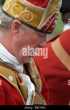 Nahaufnahme der Grenadier an die 2008 Nachstellung der Schlacht von Prestonpans. Stockfoto