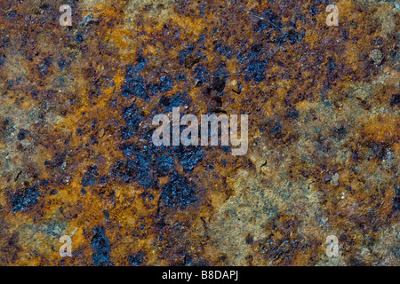 Grunge rostigen Metallplatte feine Nahaufnahme Hintergrund Stockfoto