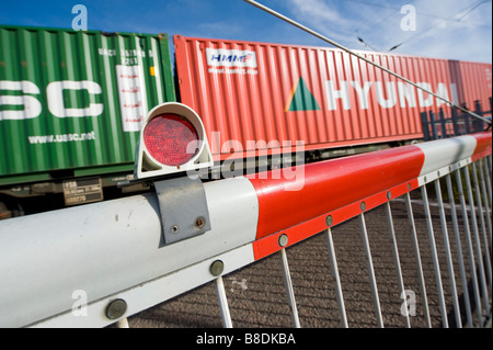 Container Freight Train überquerung Eisenbahnbrücke über ...