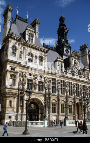 Paris, Hôtel de Ville, Rathaus, Teil der wichtigsten Höhe aus dem Nordwesten. Stockfoto