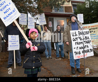 Protest gegen Home Abschottung Stockfoto