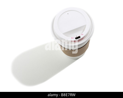 Kaffeetasse mit Lippenstift herausnehmen Stockfoto