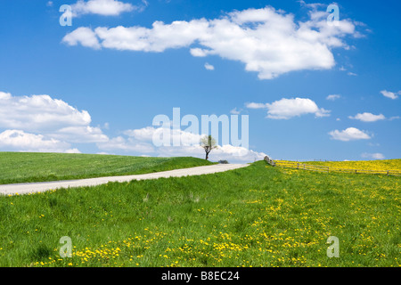 Frühling-Landschaft in der Nähe von Pitin Bile Karpaty Weißen Karpaten Berge Landschaft-Schutzgebiet Mähren Tschechien Europa Stockfoto