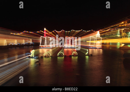 Mousehole Weihnachten Lichter cornwall Stockfoto