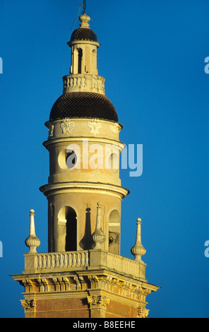 Barocken Turm der St. Michael Kirche, Menton, Côte d ' Azur, Frankreich Stockfoto