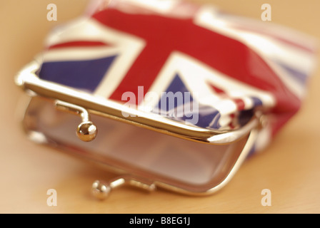 British / UK Geldbeutel offen und leer. Austritt Stockfoto