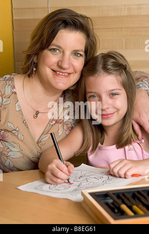 Lehrer und Kind in einem christlichen Malbuch Malvorlagen Stockfoto