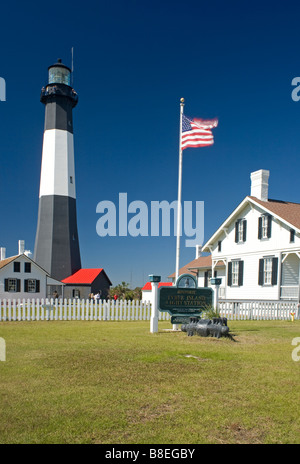 Georgien - historische Tybee-Leuchtturm auf Tybee Island in der Nähe von Savannah. Stockfoto