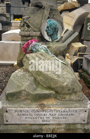 Juliusz Slowacki leeres Grab am Friedhof von Montmartre in Paris Frankreich Stockfoto