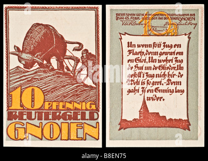 Notgeld oder Gutschein (Emergency Währung gedruckt in Deutschland von 1914-22) Stockfoto