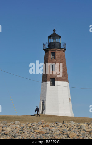 Point Judith Leuchtturm und Coast Guard Station am Kopf der Narragansett Bay in Rhode Island Stockfoto