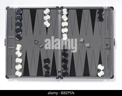 Backgammon-Spiel erhöht, Ansicht Stockfoto