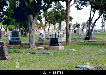 Einen Friedhof und Kopf Steine in Okahoma City, Oklahoma, USA Stockfoto