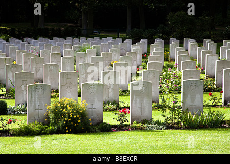 Zeilen der Grabsteine auf Commonwealth-Kriegsgräber Friedhof Arnheim Niederlande Stockfoto