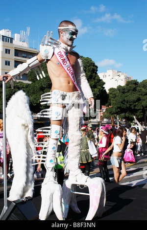 Gewinner des Drag-Queen-Wettbewerb am Karneval 2009 Las Palmas auf Gran Canaria Stockfoto