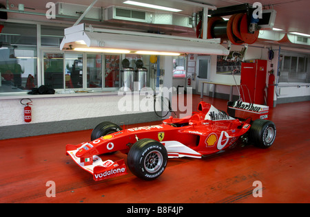 Ein klassischer Schumacher Ferrari F1 in der Fiorano Garage Stockfoto