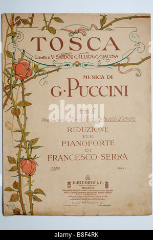 ein Notenblatt von Giacomo Puccini-Oper "Tosca" Stockfoto