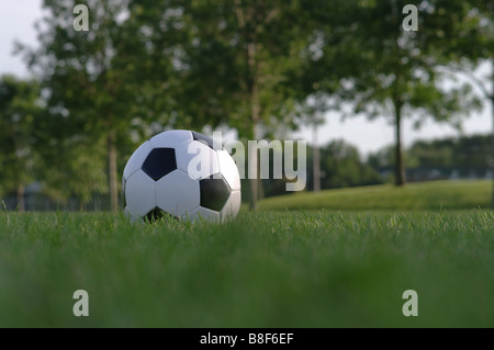 Fußball auf dem Feld Stockfoto
