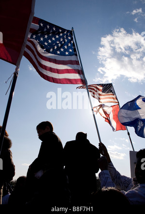 Flaggen auf der Protestkundgebung der tamilischen Bevölkerung in Washington, D.C. Stockfoto
