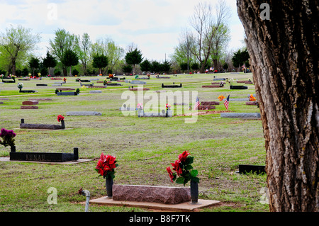 Ein Friedhof oder Friedhof in Okahoma, USA. Stockfoto