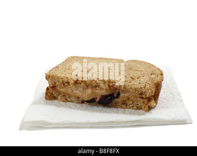 Erdnussbutter und Marmelade Sandwich Stockfoto