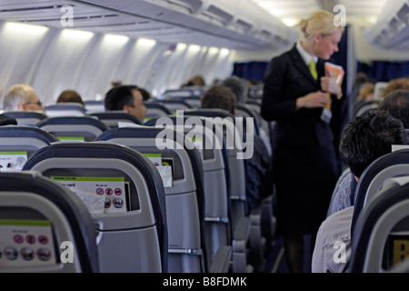 Aircraft Cabin Stewardess Stockfoto