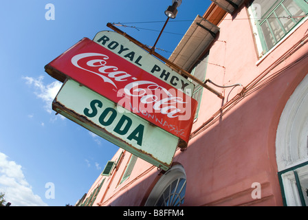 Am alten Coca-Cola Schild in New Orleans, Louisiana. Stockfoto