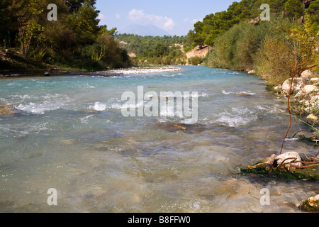 Einem schnell fließenden Fluss unweit der Saklikent-Schlucht in Yakapark innerhalb der Yaka Dorf (Tlos) Türkei Stockfoto