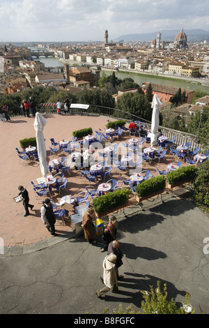 Café, Piazzale Michelangelo, Florenz, Toskana, Italien Stockfoto