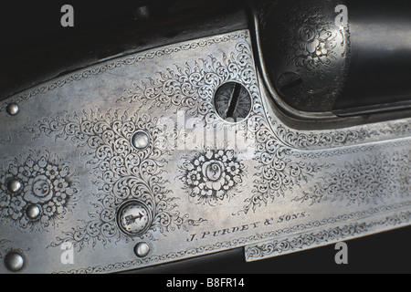 Purdey 140er Auswerfer Schrotflinte. Eine klassische 12 Bohrung englische Schrotflinte. Stockfoto