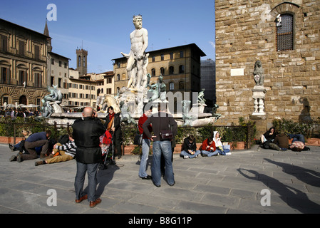 Brunnen von Neptun, Piazza Della Signoria, Florenz, Toskana, Italien Stockfoto