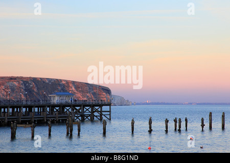 Pier in Swanage bei Sonnenuntergang Dorset-England Stockfoto