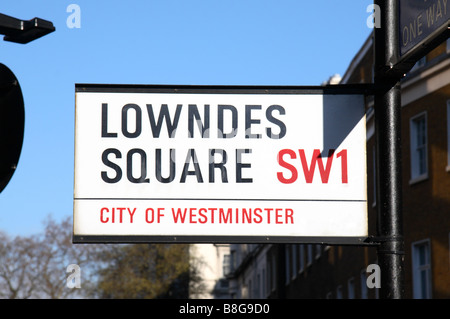 Straßenschild für Lowndes Square in London.  Jan 2009 Stockfoto