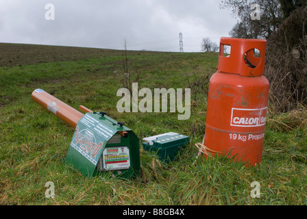 Scatterbird Vogel Nageltiereverscheucher Gas Waffe wie von englische Landwirte verwendet, um Vögel von ihrer Ernte-Feldern fernzuhalten Stockfoto