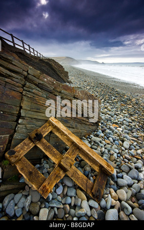 Angespült Palette Newgale Strand Pembrokeshire Wales UK Stockfoto