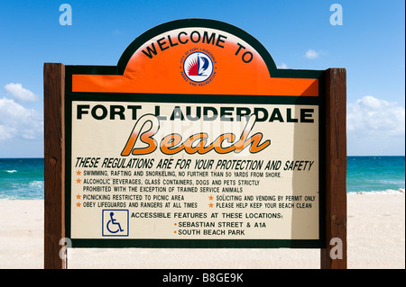 Willkommen Sie im Zeichen von Fort Lauderdale Beach, Fort Lauderdale Beach, Gold Coast, Florida, USA Stockfoto