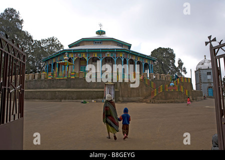 Addis Abeba Äthiopien Entoto Maryam achteckige Kirche Entoto Berg Stockfoto