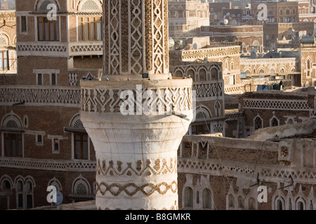 alten Minarett n Sanaa Jemen Stockfoto