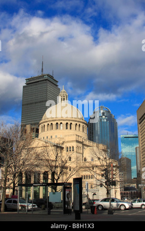 Die erste Kirche Christi Wissenschaftler, Prudential Tower 101 Huntington Ave., John Hancock Tower, Boston, Massachusetts. Stockfoto