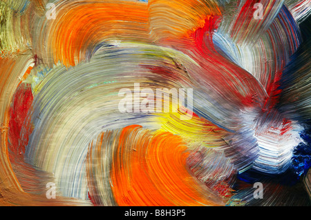 Extreme Nahaufnahme Pinsel Striche - Farben laufen - Handwerkskunst Stockfoto
